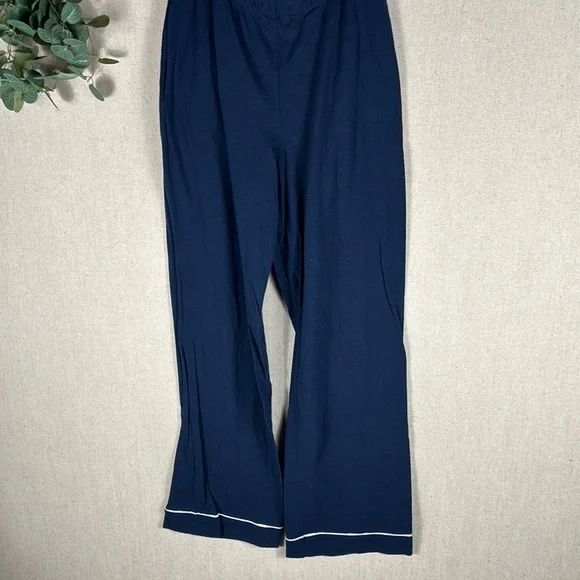 Women's WoolX Harper Navy Pajama Set with White Trim - Picture 13 of 14